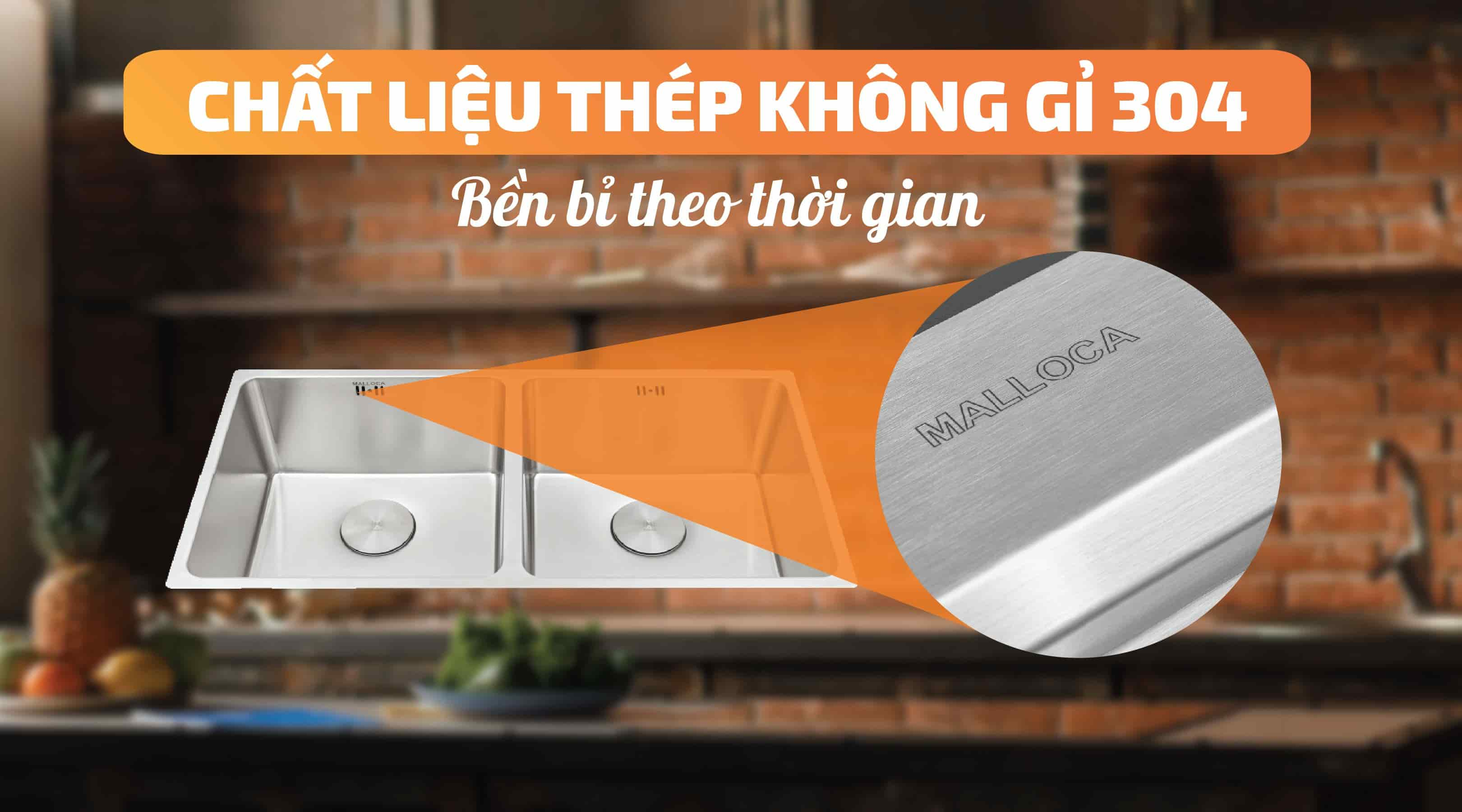 Chậu rửa chén Malloca MS 6075 - Chất liệu thép không gỉ